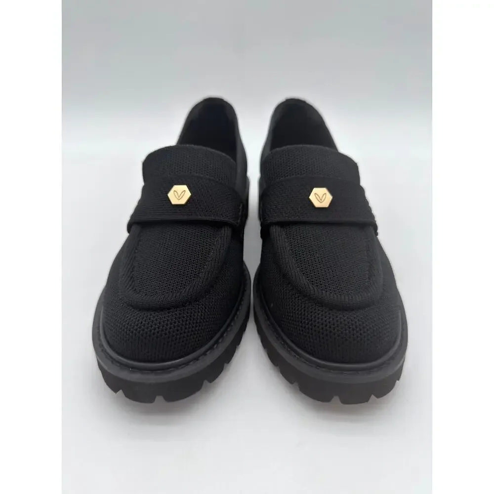 Vivaia Francesca Platform Chunky Heel Penny Minimalist Preppy Black Loafer 7